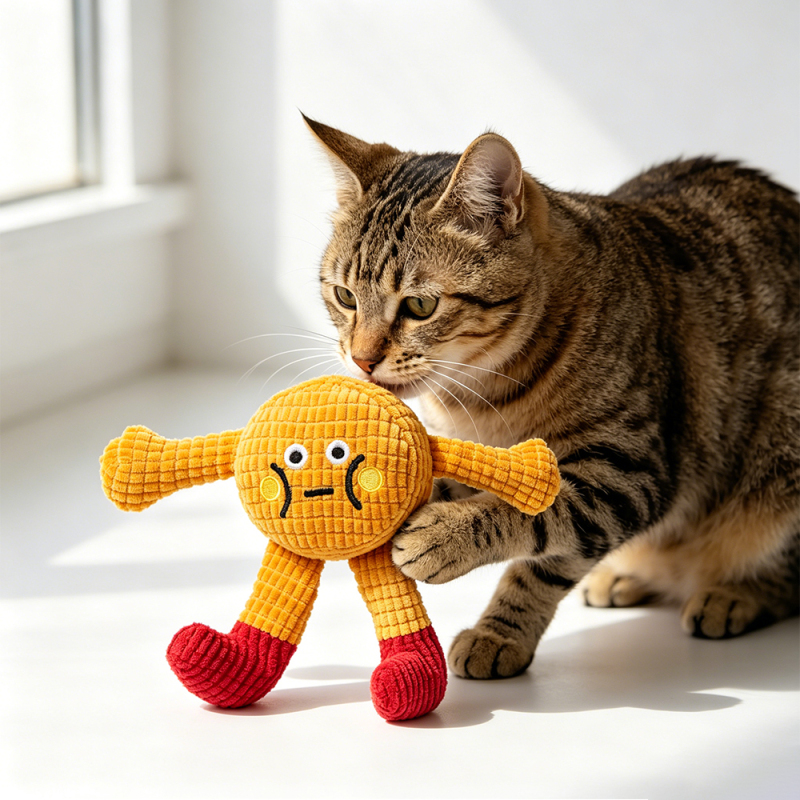 Wholesale Custom Logo Cute Squeaky Cat Toy Plush