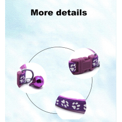 Manufacturer wholesale multi-colors paw print adjustable nylon cat dog collar with bell