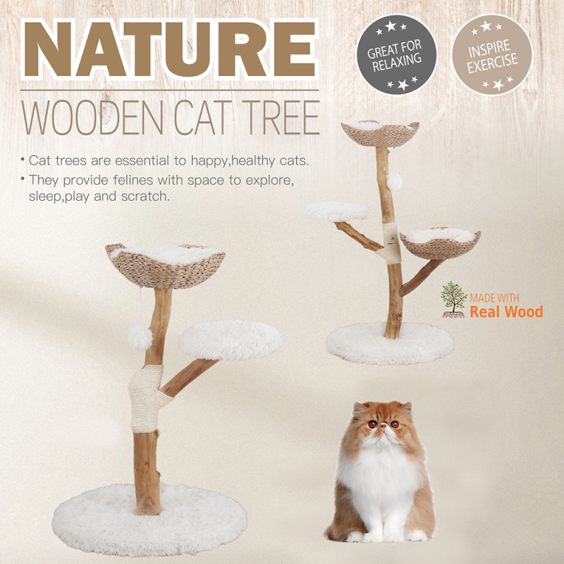 Manufacturer Wholesale Rattan Weaving Natural Cat Tree Real Wood