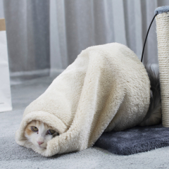 wholesale simple small sisal short plush wooden cat scratcher house