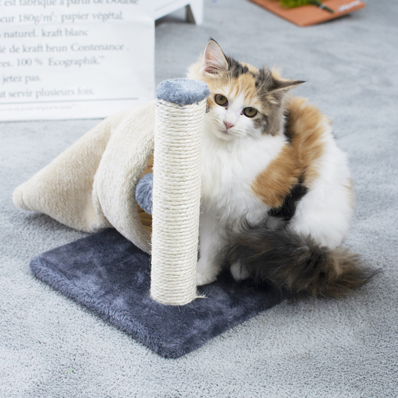 wholesale simple small sisal short plush wooden cat scratcher house