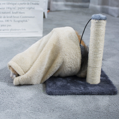 wholesale simple small sisal short plush wooden cat scratcher house