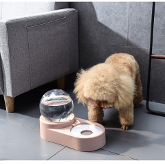 Manufacturer wholesale plastic pink blue dog water fountain with two bowls