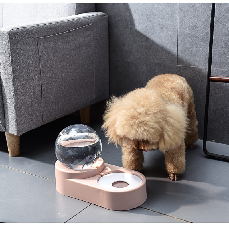Manufacturer wholesale plastic pink blue dog water fountain with two bowls