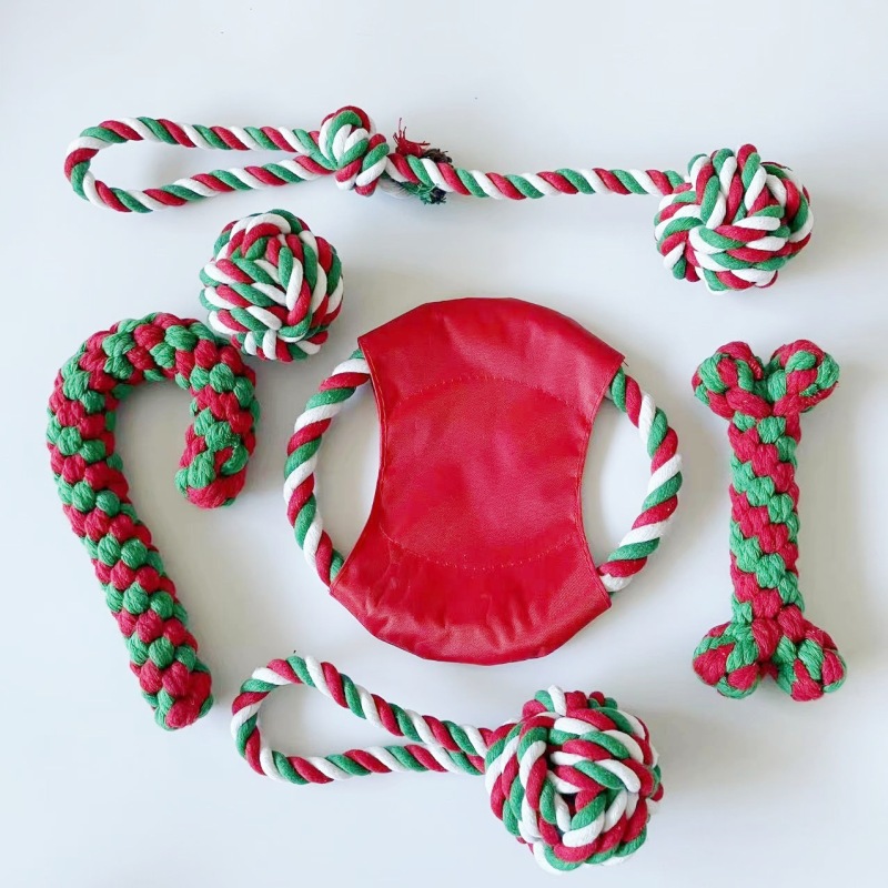 Wholesale Christmas Chew Dog Rope Toys Set