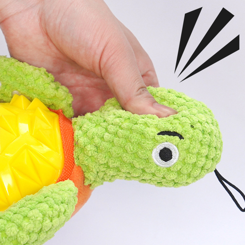 Manufacturer Wholesale Tortoise Design Pet Product Durable TPR Plush Dog Chew Toy