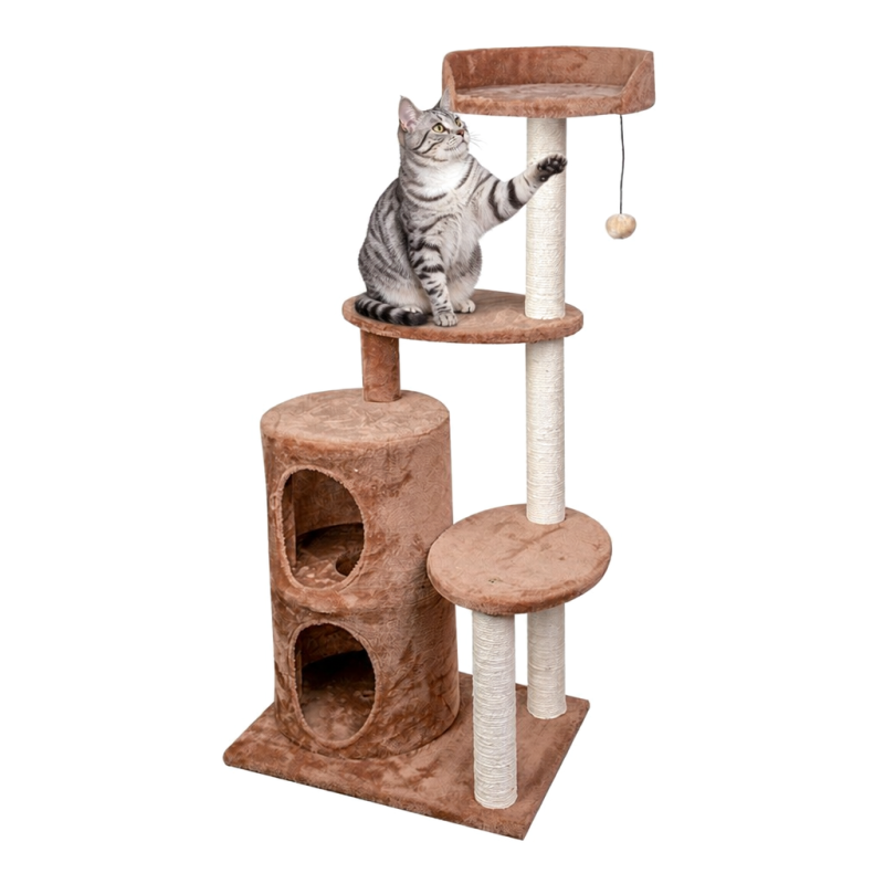 Manufacturer Wholesale Brown Sisal Short Plush Cat Trees Scratcher