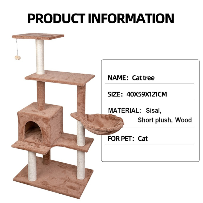 Manufacturer Wholesale Brown Sisal Short Plush Cat Trees Scratcher