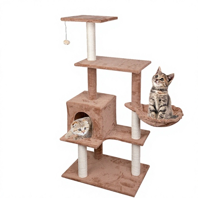 Manufacturer Wholesale Brown Sisal Short Plush Cat Trees Scratcher