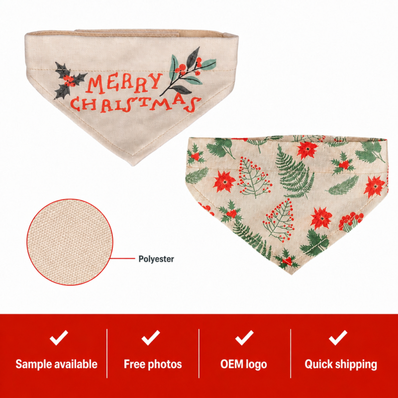 Wholesale Customized Christmas Dog Bandanas Bulk