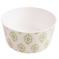 White Elegant Bone Print Deep White Ceramic Dog Bowl