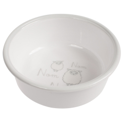 White Elegant Bone Print Deep White Ceramic Dog Bowl