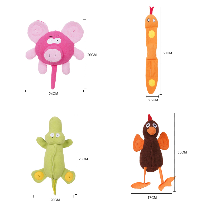 Manufacturer wholesale cute functional dog four feeder plush toys set