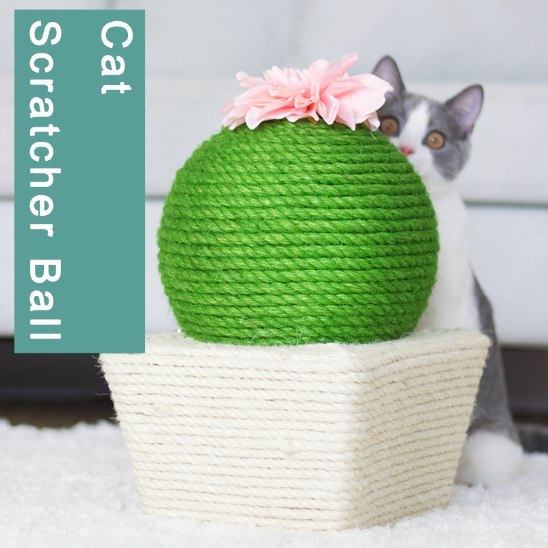 Manufacturer wholesale bite resistence rope flower cactus cat scratcher ball toy
