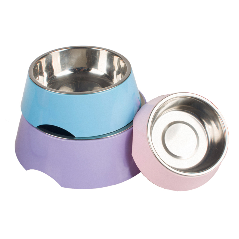 Round Set Melamine Stainless Steel Dog Bowls