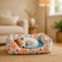 Wholesale Manufacturer Yellow Orange Pet Product Dog Bed Custom