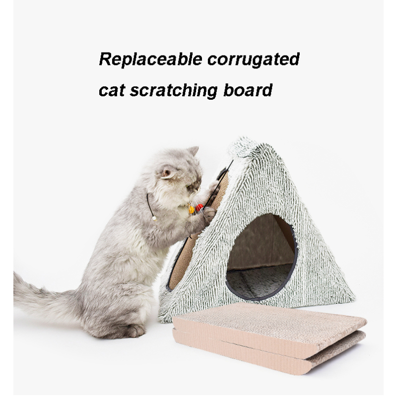 Manufacturer wholesale foldable detachable corrugated cat scratcher cardboard house
