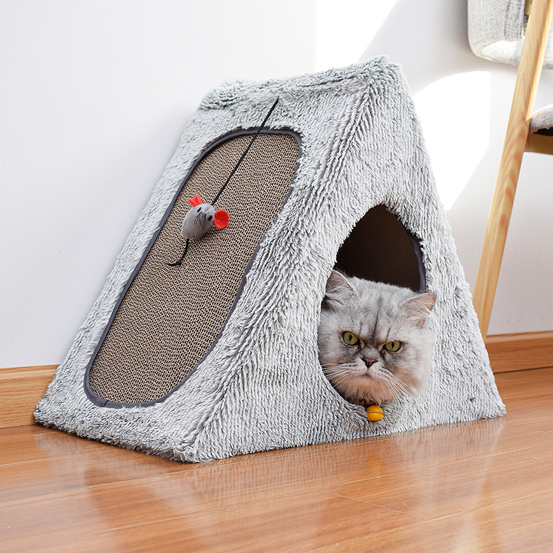 Manufacturer wholesale foldable detachable corrugated cat scratcher cardboard house