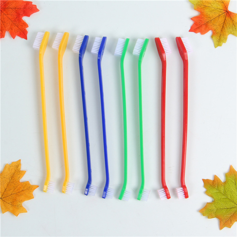 Manufacturer wholesale plastic pet dog toothbrush set 4 packs 8 packs