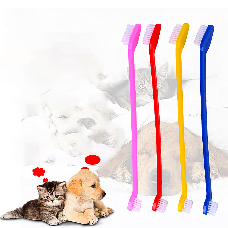 Manufacturer wholesale plastic pet dog toothbrush set 4 packs 8 packs