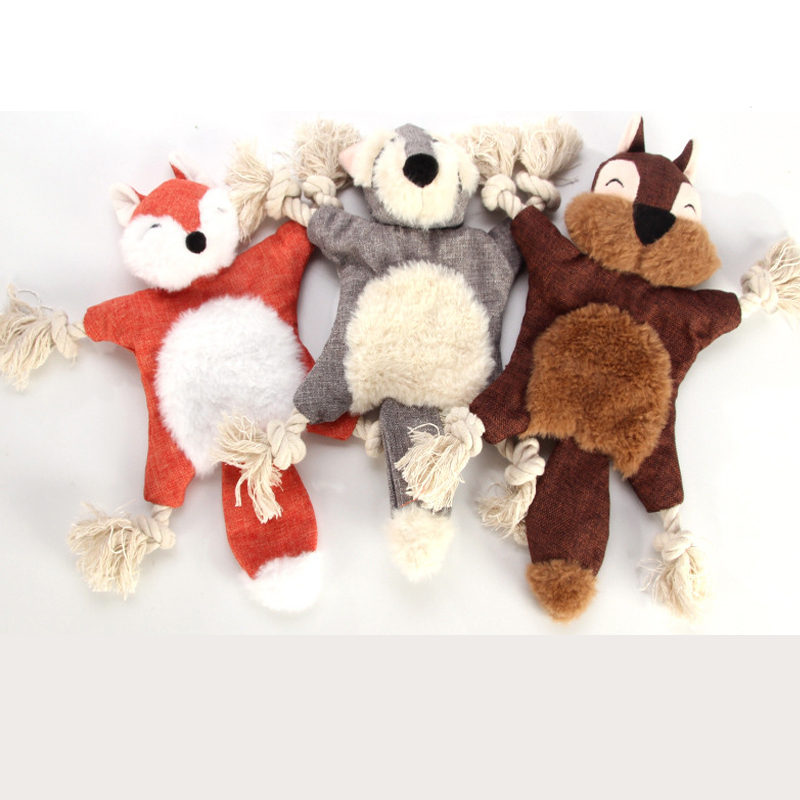 Manufacturer wholesale OEM bite resistence grey bear dog rope plush toy