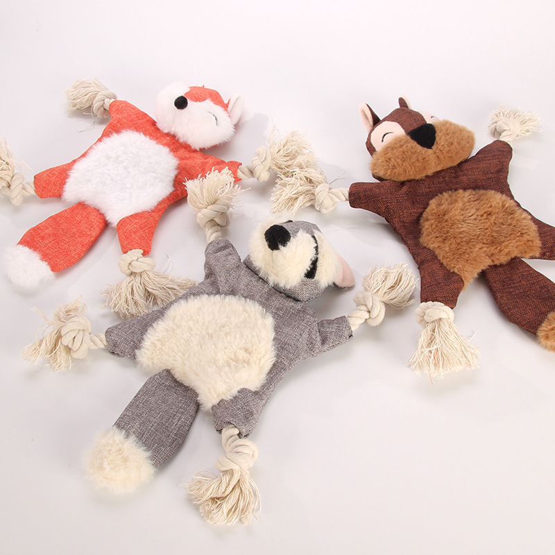 Manufacturer wholesale OEM bite resistence grey bear dog rope plush toy