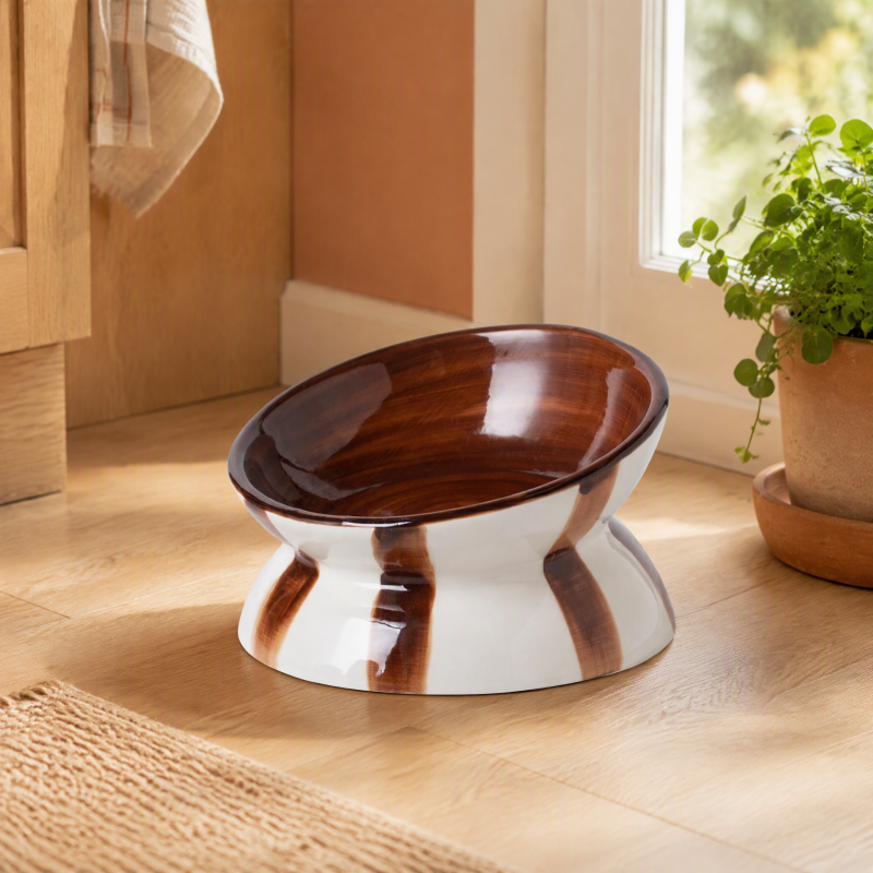 Wholesale Washable Ceramic Cat Bowl Elevated