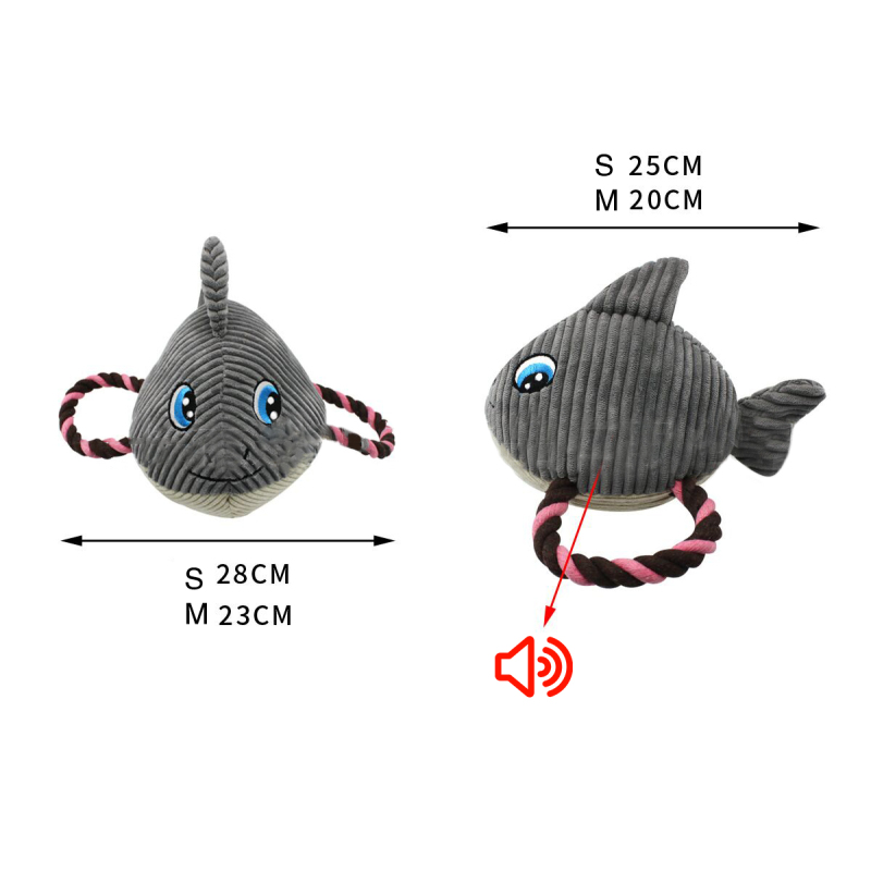 Manufacturer wholesale fish sea turtle shark dog cute plush toys with rope