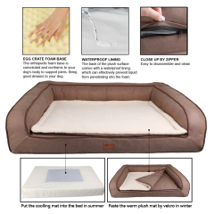 Manufacturer wholesale custom logo luxury washable dog large sofa bed egg orthopedic foam