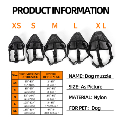 Wholesale Multi-size Black Adjustable Breathable Dog Muzzle