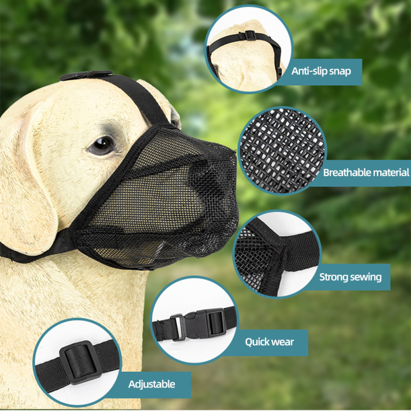 Wholesale Multi-size Black Adjustable Breathable Dog Muzzle