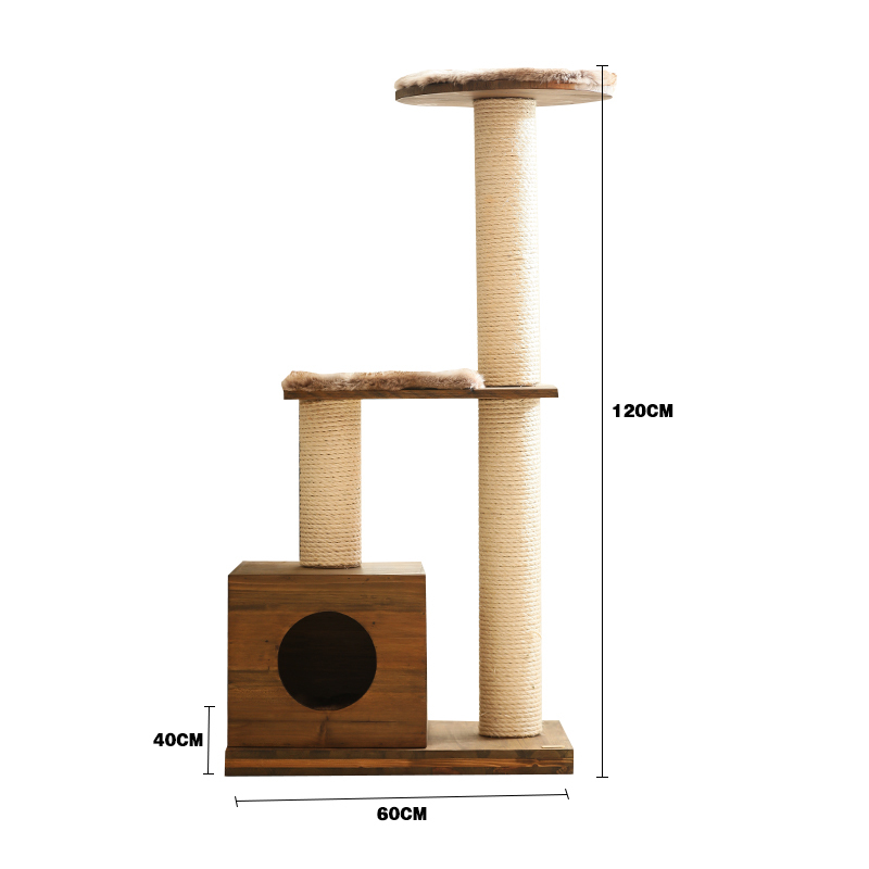 Manufacturer wholesale sisal stable wood scratcher cat tree house
