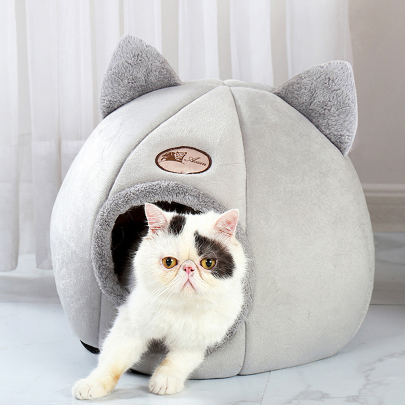 Manufacturer Wholesale Cute Design Warm Custom Logo Plush Cat Cave Bed
