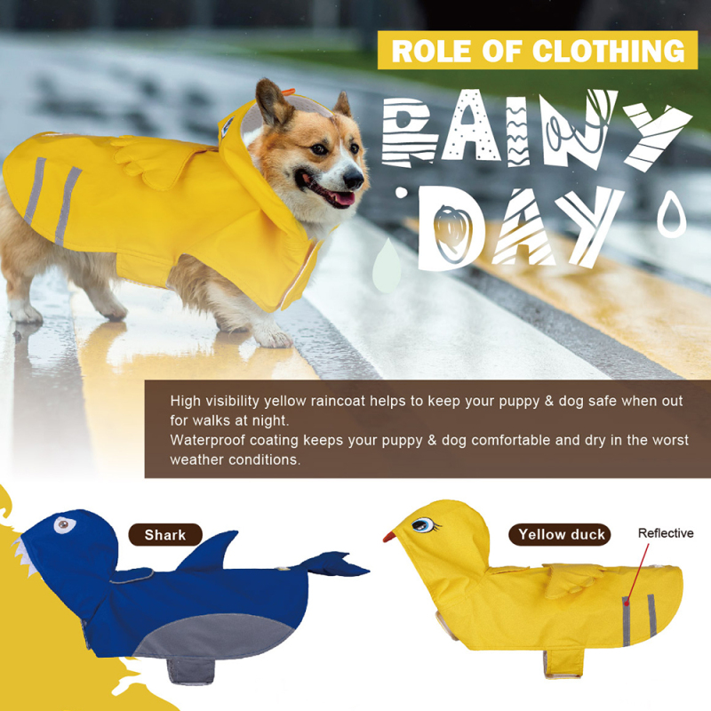 Manufacturer Wholesale Custom logo Waterproof Cute Design Dog Rain Coat