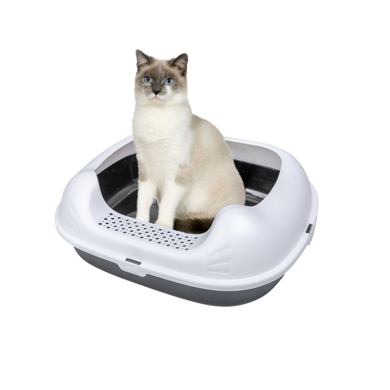 Manufacturer Wholesale Grey Black Plastic Cat Litter Boxes
