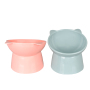 Manufacturer wholesale protect neck pink green blue plastic cat oblique bowl with ear