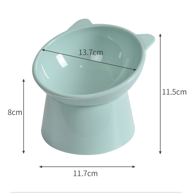 Manufacturer wholesale protect neck pink green blue plastic cat oblique bowl with ear