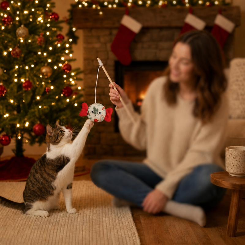 Wholesale Christmas Design Teaser Stick Cat Interactive Toys