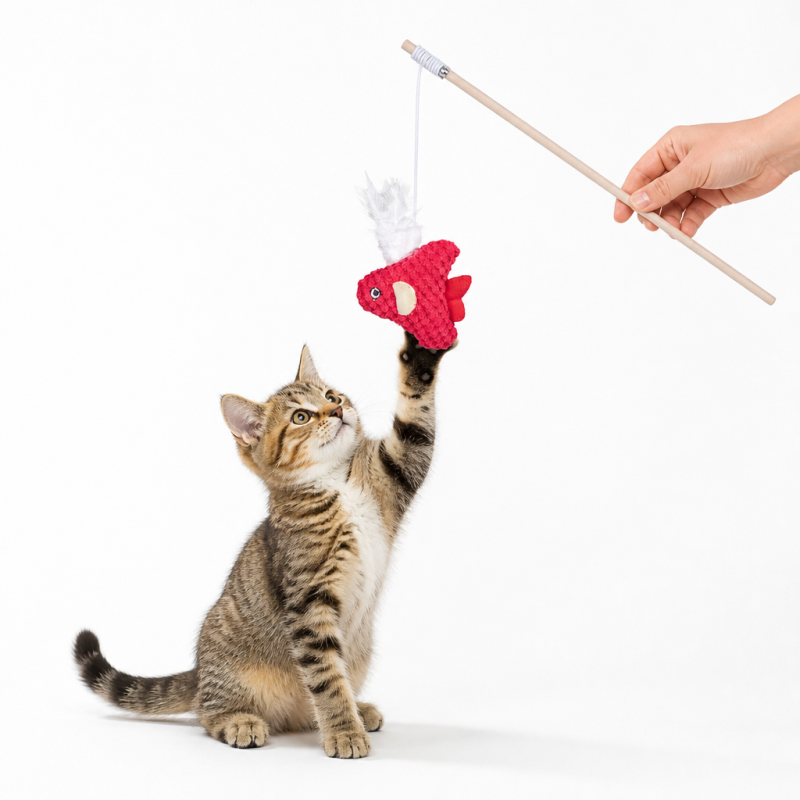 Wholesale Christmas Design Teaser Stick Cat Interactive Toys