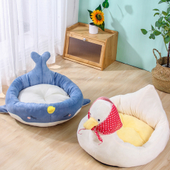 Wholesale Soft Short Plush Cute Duck Design Cat Beds for Indoor Cats