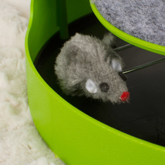 wholesale free sample interactive plastic plush cheap mouse cat toy round
