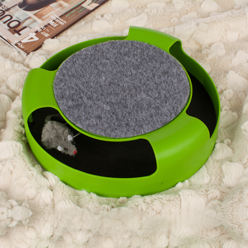 wholesale free sample interactive plastic plush cheap mouse cat toy round