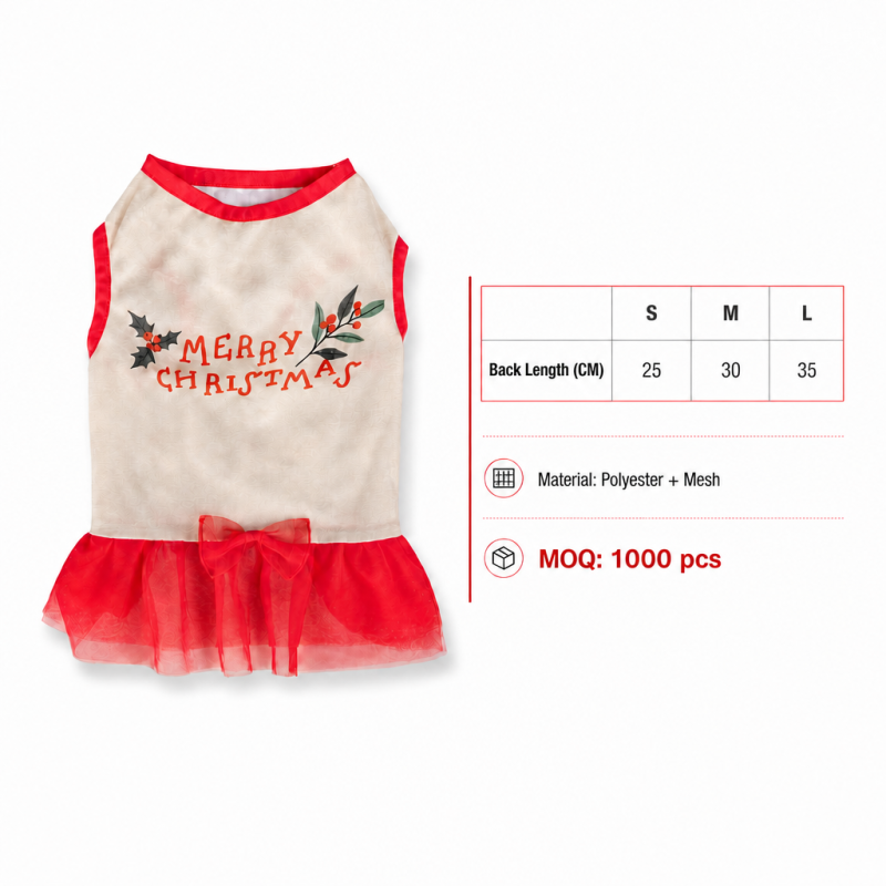 Wholesale Customized Red Dress Dog Pet Clothes Christmas