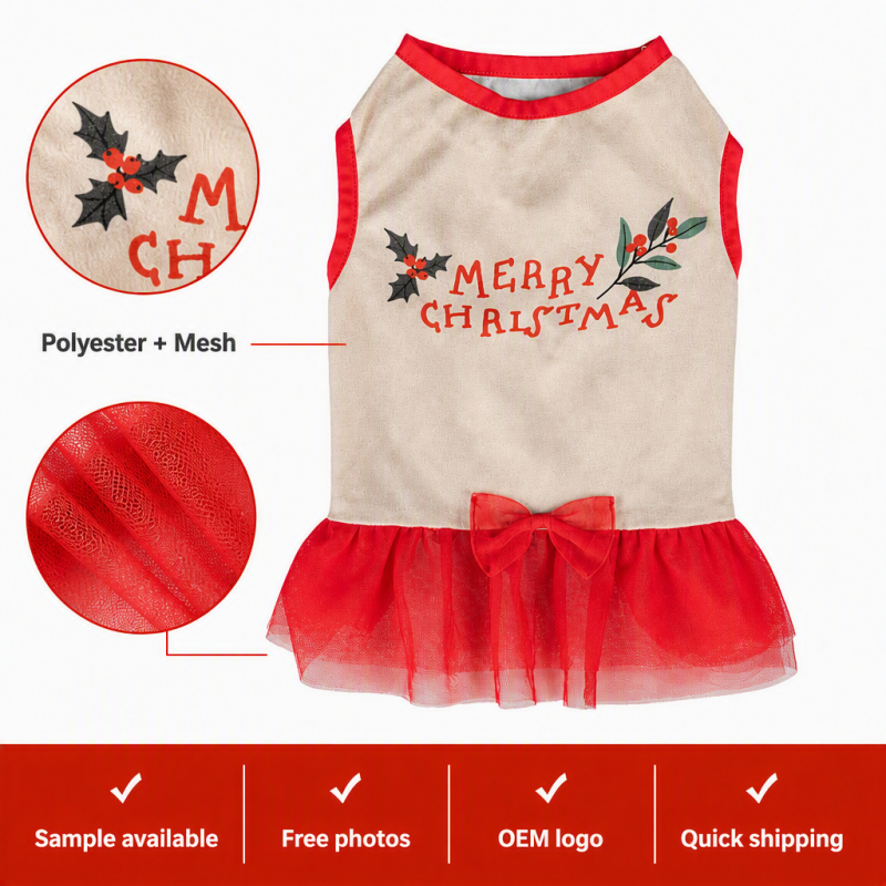 Wholesale Customized Red Dress Dog Pet Clothes Christmas