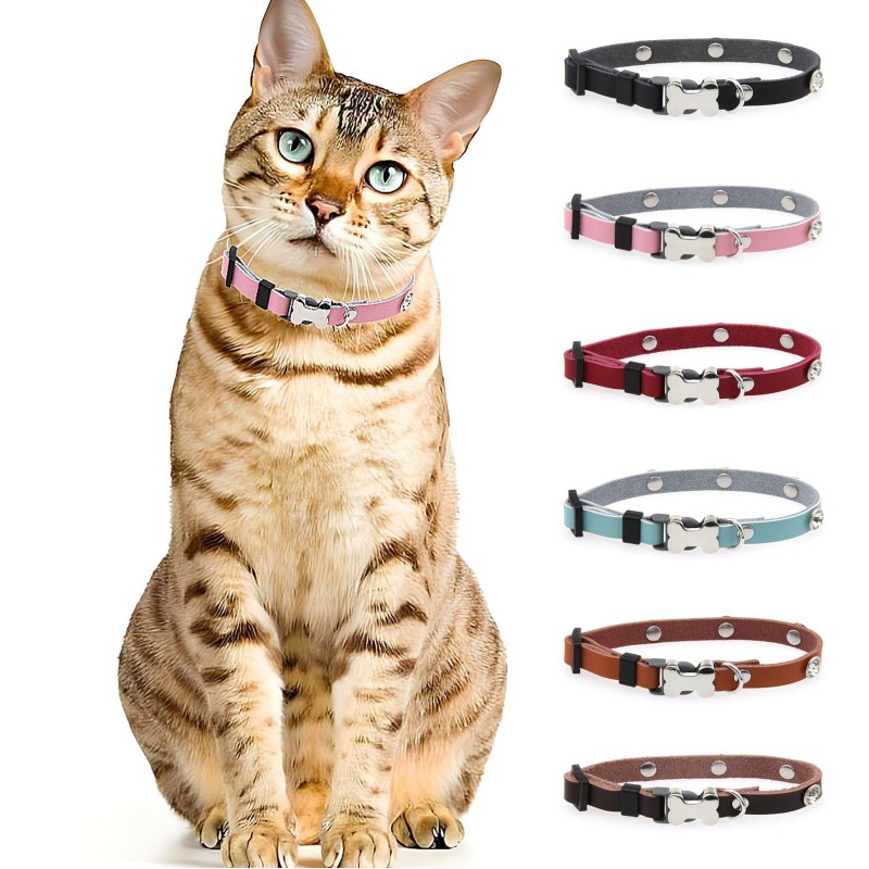 Wholesale Adjustable Custom Cat Leather Collar