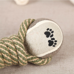 Manufacturer wholesale dumbbell chew dog rope with two tennis balls toys set