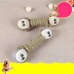 Manufacturer wholesale dumbbell chew dog rope with two tennis balls toys set