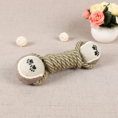 Manufacturer wholesale dumbbell chew dog rope with two tennis balls toys set