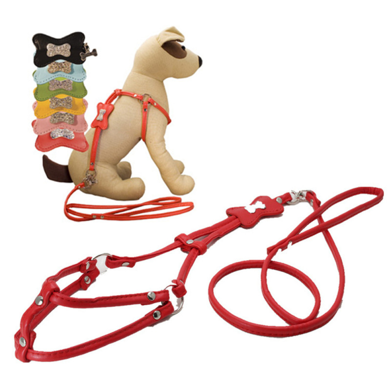 Hot new products adjustable PU pet dog leash and harness for sale