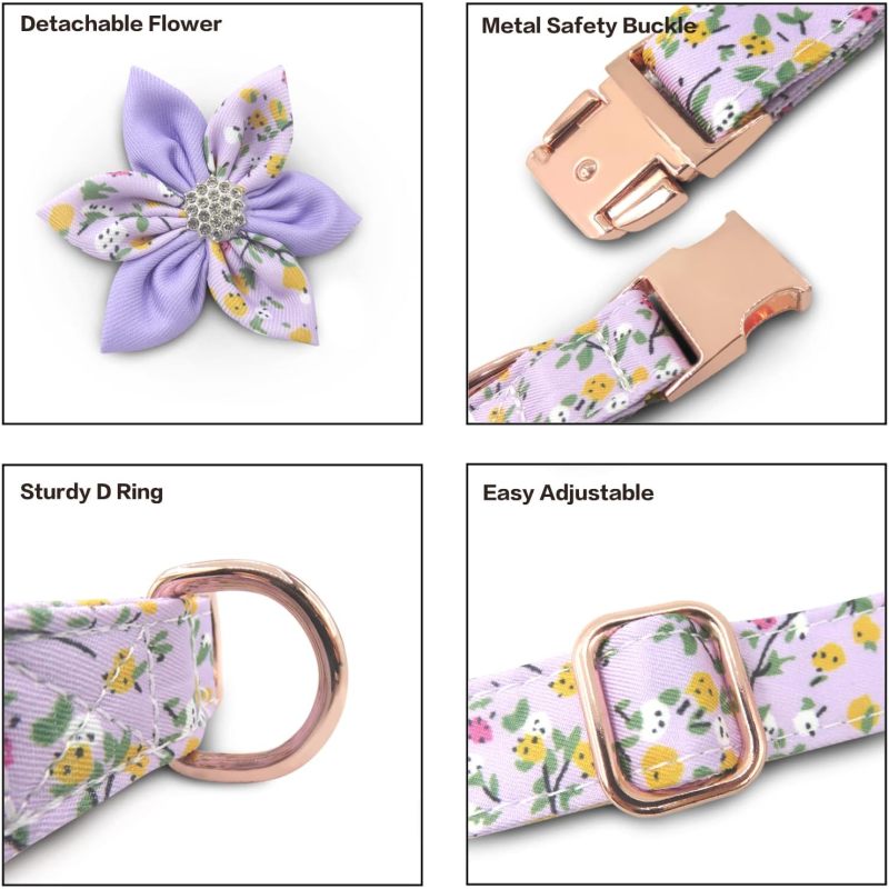 Wholesale Custom logo Adjustable Flower Design Dog Collar Bow Leash